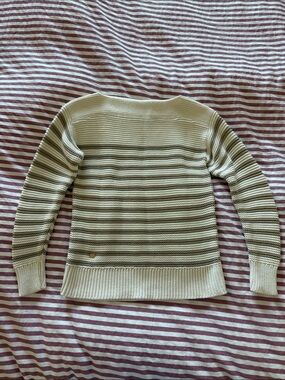 Lauren Ralph Lauren Cream and Beige Striped Boatneck Sweater
